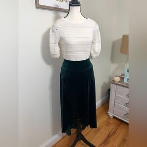 Elegant Dark Green Velvet Skirt